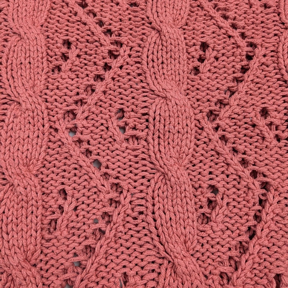 Ballinger‎ Gold Women's Silk Cable Knit Sweater Coral Size S 100% Silk - Picture 2 of 8